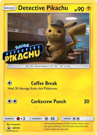 Detective Pikachu - SM190 (Stamped) - SM Promos - Holofoil - Near Mint (NM)