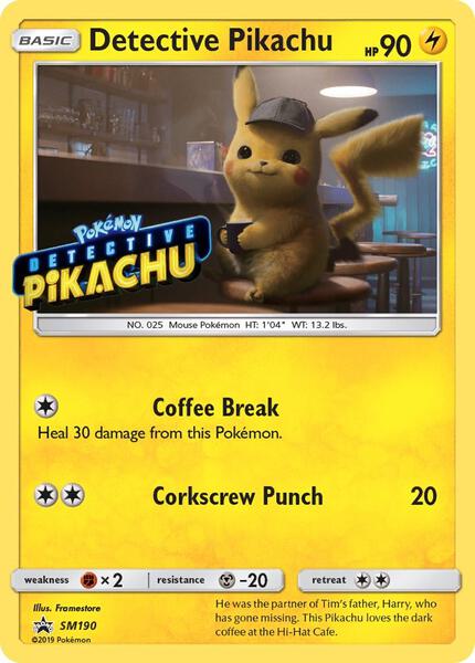 Detective Pikachu - SM190 (Stamped) - SM Promos - Holofoil - Near Mint (NM)