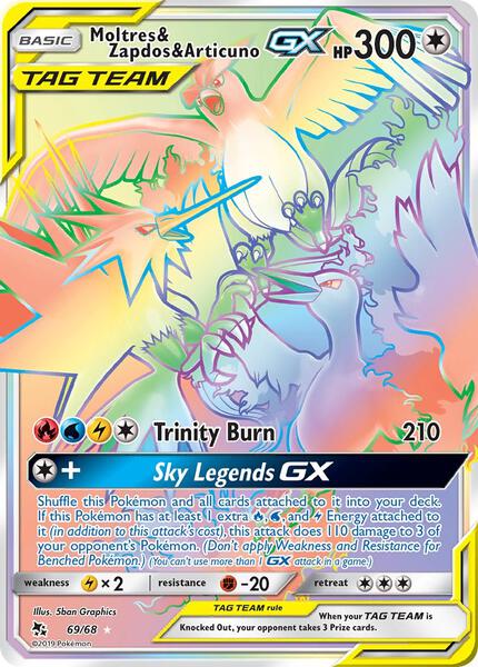 Moltres & Zapdos & Articuno GX (Secret) - Hidden Fates - Holofoil - Near Mint (NM)