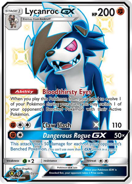 Lycanroc GX (SV66) - Hidden Fates Shiny Vault - Holofoil - Lightly Played (LP)