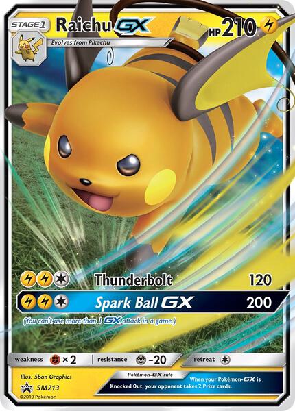 Raichu GX - SM213 - SM Promos - Holofoil - Heavily Played (HP)