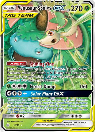 Venusaur & Snivy GX - SM Cosmic Eclipse - Holofoil - Near Mint (NM)