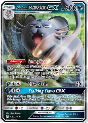 Alolan Persian GX - SM Cosmic Eclipse - Holofoil - Damaged