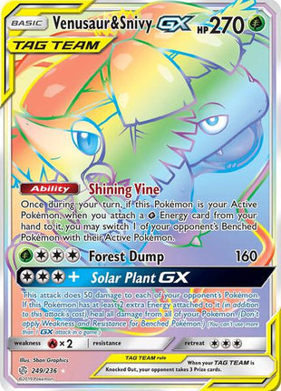 Venusaur & Snivy GX (Secret) - SM Cosmic Eclipse - Holofoil - Near Mint (NM)