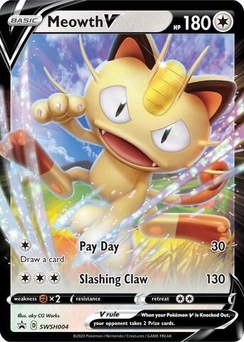Meowth V - SWSH004 - SWSH Sword and Shield Promo Cards - Holofoil - Near Mint (NM)