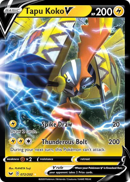 Tapu Koko V - SWSH01 Sword and Shield Base Set - Holofoil - Damaged