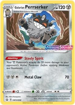 Galarian Perrserker - SWSH008 (Prerelease) - SWSH Sword and Shield Promo Cards - Holofoil - Near Mint (NM)