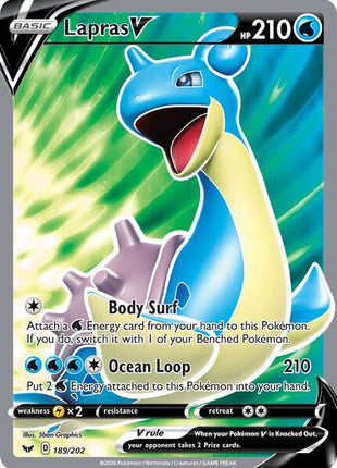 Lapras V (Full Art) - SWSH01 Sword and Shield Base Set - Holofoil - Near Mint (NM)