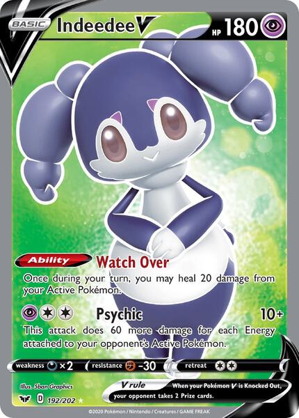 Indeedee V (Full Art) - SWSH01 Sword and Shield Base Set - Holofoil - Near Mint (NM)