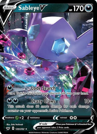 Sableye V - SWSH01 Sword and Shield Base Set - Holofoil - Near Mint (NM)