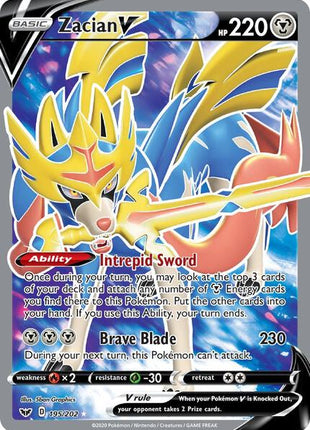 Zacian V (Full Art) - SWSH01 Sword and Shield Base Set - Holofoil - Near Mint (NM)