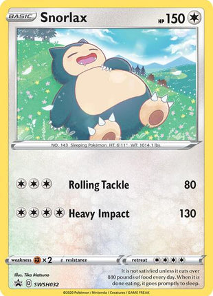 Snorlax - SWSH032 - SWSH Sword and Shield Promo Cards - Holofoil - Lightly Played (LP)