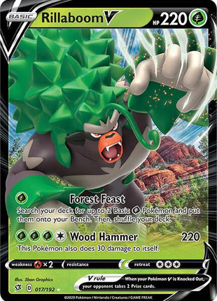 Rillaboom V - SWSH02 Rebel Clash - Holofoil - Near Mint (NM)