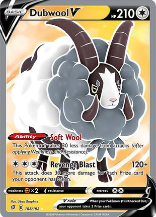 Dubwool V (Full Art) - SWSH02 Rebel Clash - Holofoil - Near Mint (NM)
