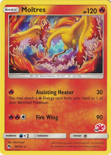 Moltres - 38/214 (#46 Charizard Stamped) - Battle Academy - Near Mint (NM)