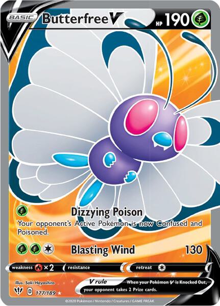 Butterfree V (Full Art) - SWSH03 Darkness Ablaze - Holofoil - Near Mint (NM)