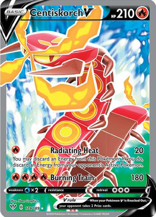 Centiskorch V (Full Art) - SWSH03 Darkness Ablaze - Holofoil - Near Mint (NM)