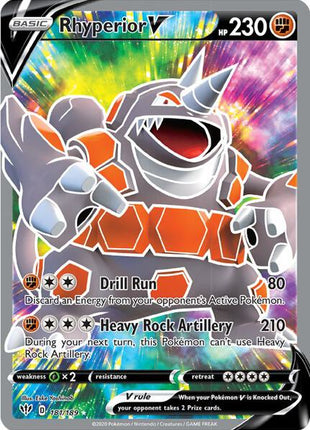 Rhyperior V (Full Art) - SWSH03 Darkness Ablaze - Holofoil - Near Mint (NM)