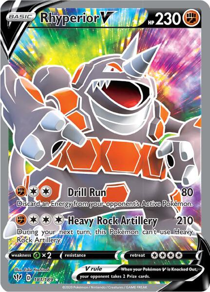 Rhyperior V (Full Art) - SWSH03 Darkness Ablaze - Holofoil - Near Mint (NM)
