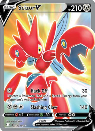 Scizor V (Full Art) - SWSH03 Darkness Ablaze - Holofoil - Near Mint (NM)