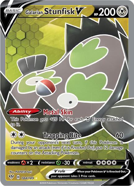 Galarian Stunfisk V (Full Art) - SWSH03 Darkness Ablaze - Holofoil - Near Mint (NM)