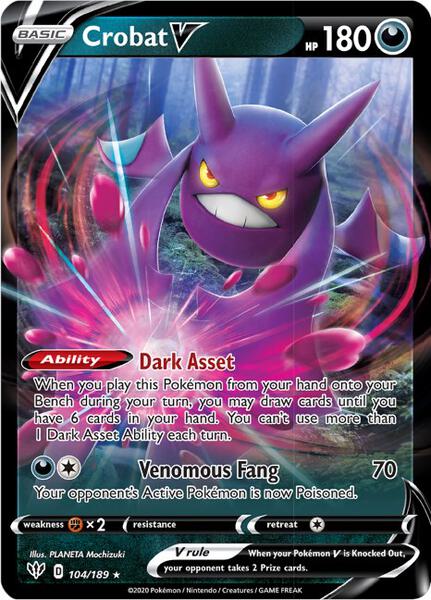 Crobat V - SWSH03 Darkness Ablaze - Holofoil - Near Mint (NM)
