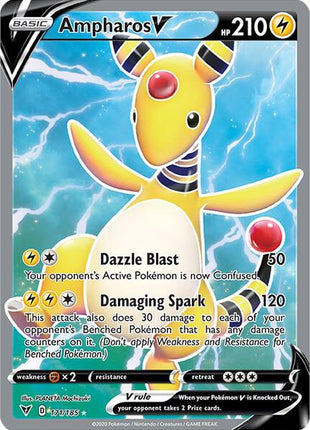 Ampharos V (Full Art) - SWSH04 Vivid Voltage - Holofoil - Near Mint (NM)