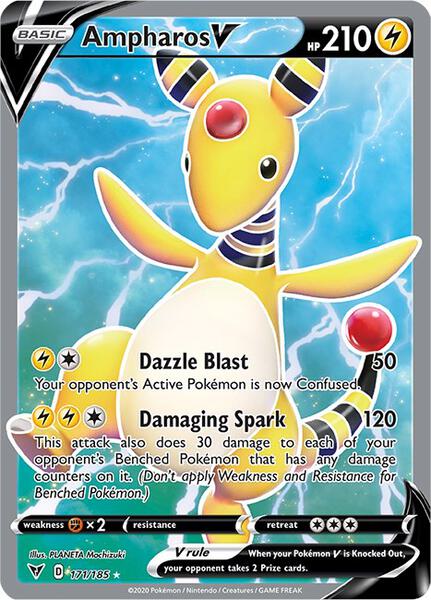 Ampharos V (Full Art) - SWSH04 Vivid Voltage - Holofoil - Near Mint (NM)