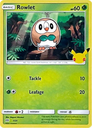Rowlet - 7/25 - McDonalds 25th Anniversary Promos - Holofoil - Near Mint (NM)