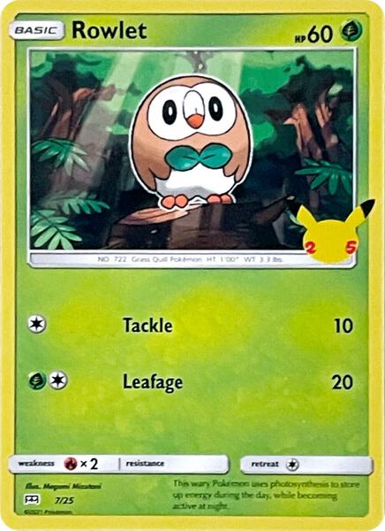 Rowlet - 7/25 - McDonalds 25th Anniversary Promos - Holofoil - Near Mint (NM)