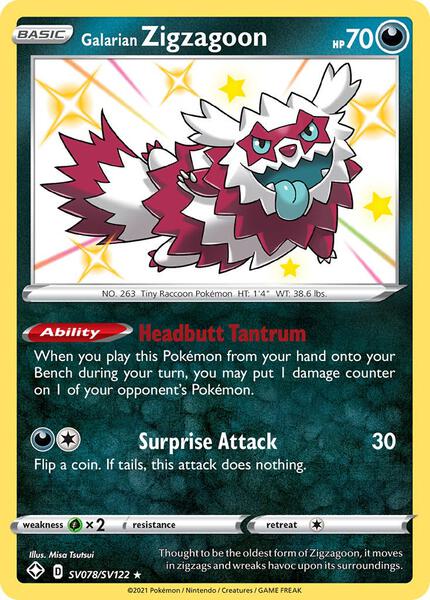 Galarian Zigzagoon - Shining Fates Shiny Vault - Holofoil - Near Mint (NM)