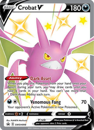 Crobat V - SWSH098 - SWSH Sword and Shield Promo Cards - Holofoil - Near Mint (NM)