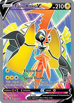 Tapu Koko V (Full Art) - SWSH05 Battle Styles - Holofoil - Near Mint (NM)