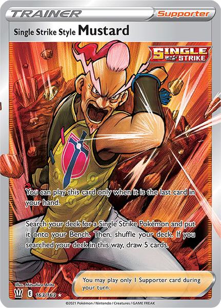 Single Strike Style Mustard (Full Art) - SWSH05 Battle Styles - Holofoil - Near Mint (NM)