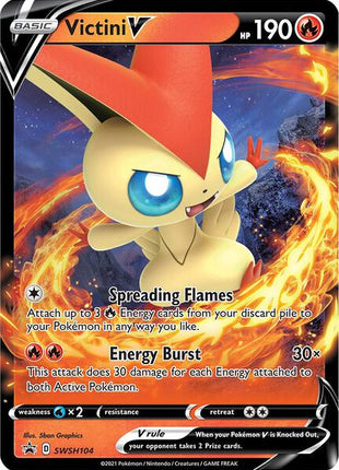 Victini V - SWSH104 - SWSH Sword and Shield Promo Cards - Holofoil - Near Mint (NM)