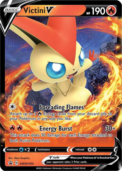 Victini V - SWSH104 - SWSH Sword and Shield Promo Cards - Holofoil - Near Mint (NM)