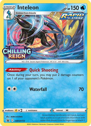 Inteleon - SWSH113 (Prerelease) - SWSH Sword and Shield Promo Cards - Holofoil - Near Mint (NM)