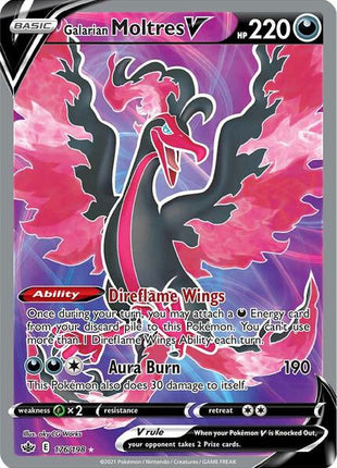 Galarian Moltres V (Full Art) - SWSH06 Chilling Reign - Holofoil - Near Mint (NM)