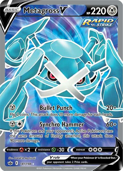 Metagross V (Full Art) - SWSH06 Chilling Reign - Holofoil - Near Mint (NM)