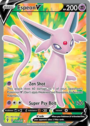 Espeon V (Full Art) - SWSH07 Evolving Skies - Holofoil - Near Mint (NM)