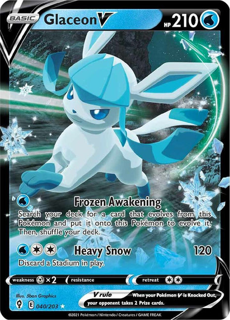 Glaceon V - SWSH07 Evolving Skies - Holofoil - Near Mint (NM)