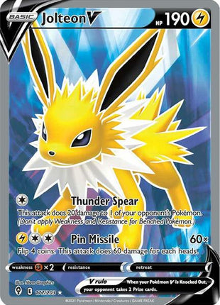 Jolteon V (Full Art) - SWSH07 Evolving Skies - Holofoil - Near Mint (NM)