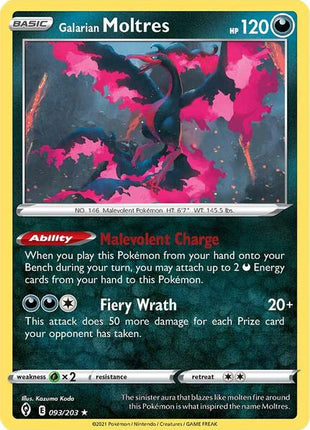 Galarian Moltres - SWSH07 Evolving Skies - Reverse Holofoil - Near Mint (NM)