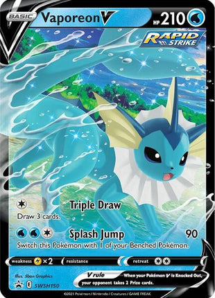 Vaporeon V - SWSH150 - SWSH Sword and Shield Promo Cards - Holofoil - Damaged