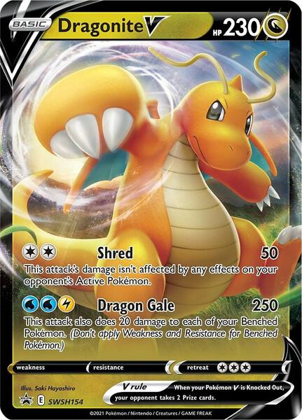 Dragonite V - SWSH154 - SWSH Sword and Shield Promo Cards - Holofoil - Near Mint (NM)