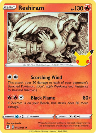 Reshiram - Celebrations - Holofoil - Near Mint (NM)