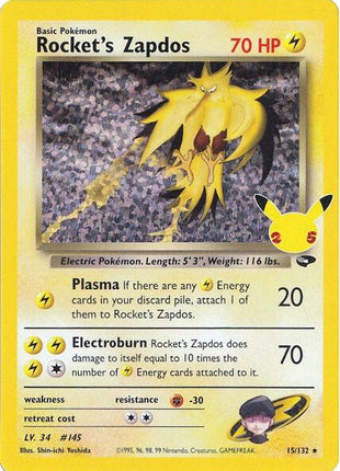 Rocket's Zapdos - Celebrations Classic Collection - Holofoil - Near Mint (NM)