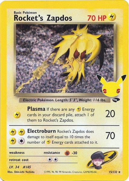 Rocket's Zapdos - Celebrations Classic Collection - Holofoil - Near Mint (NM)