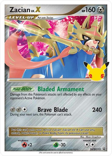 Zacian LV. X - SWSH135 - SWSH Sword and Shield Promo Cards - Holofoil - Near Mint (NM)