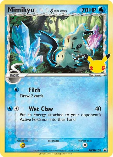 Mimikyu (Delta Species) - SWSH136 - SWSH Sword and Shield Promo Cards - Holofoil - Lightly Played (LP)